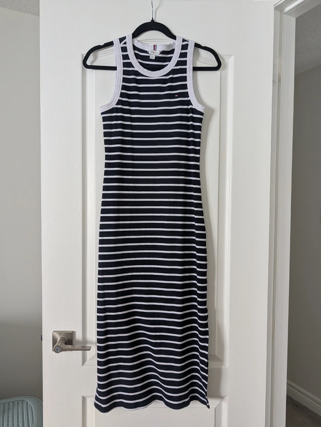 Tommy Hilfiger Striped Ribbed Midi Dress