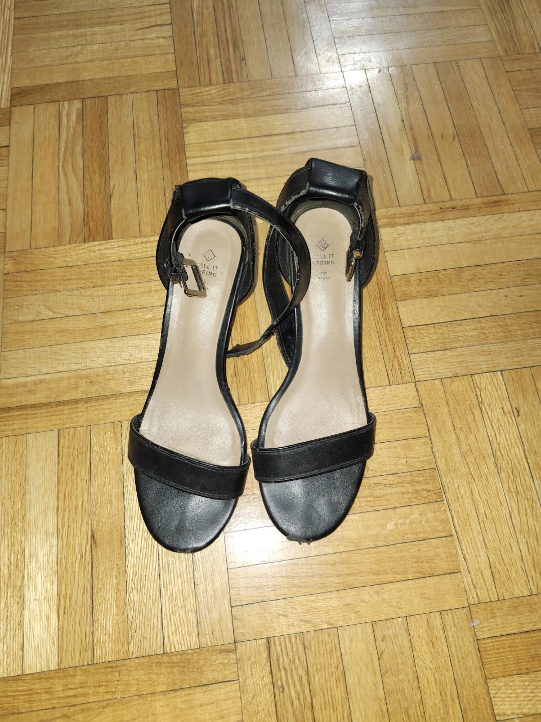 Call It Spring Black Vegan Strappy Heels