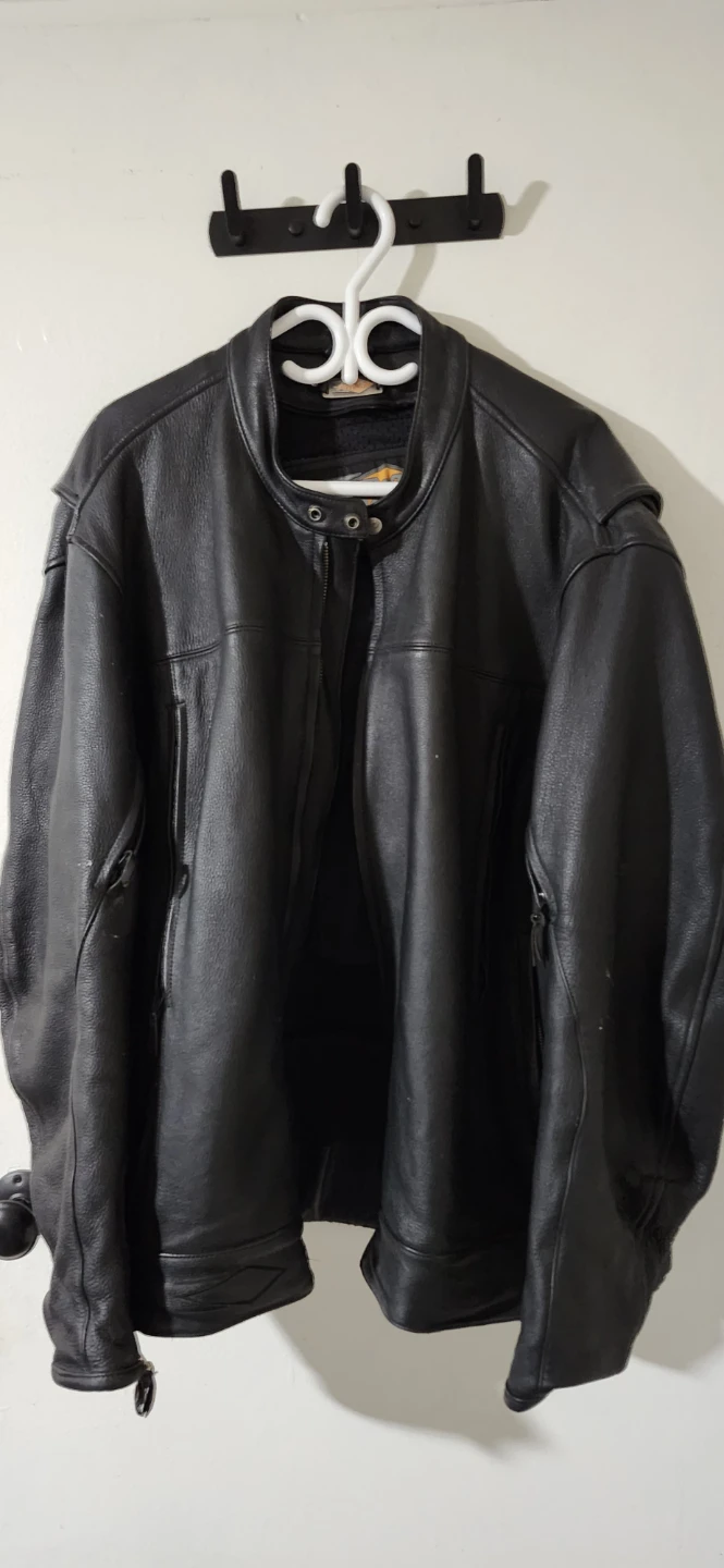 3XL Power Trip Leather Motorcycle Jacket with Nylon Liner Vest