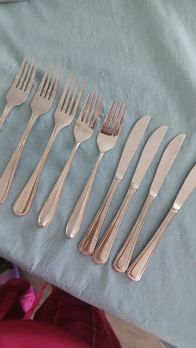 Set of 10 Silverware - 5 Forks & 5 Knives