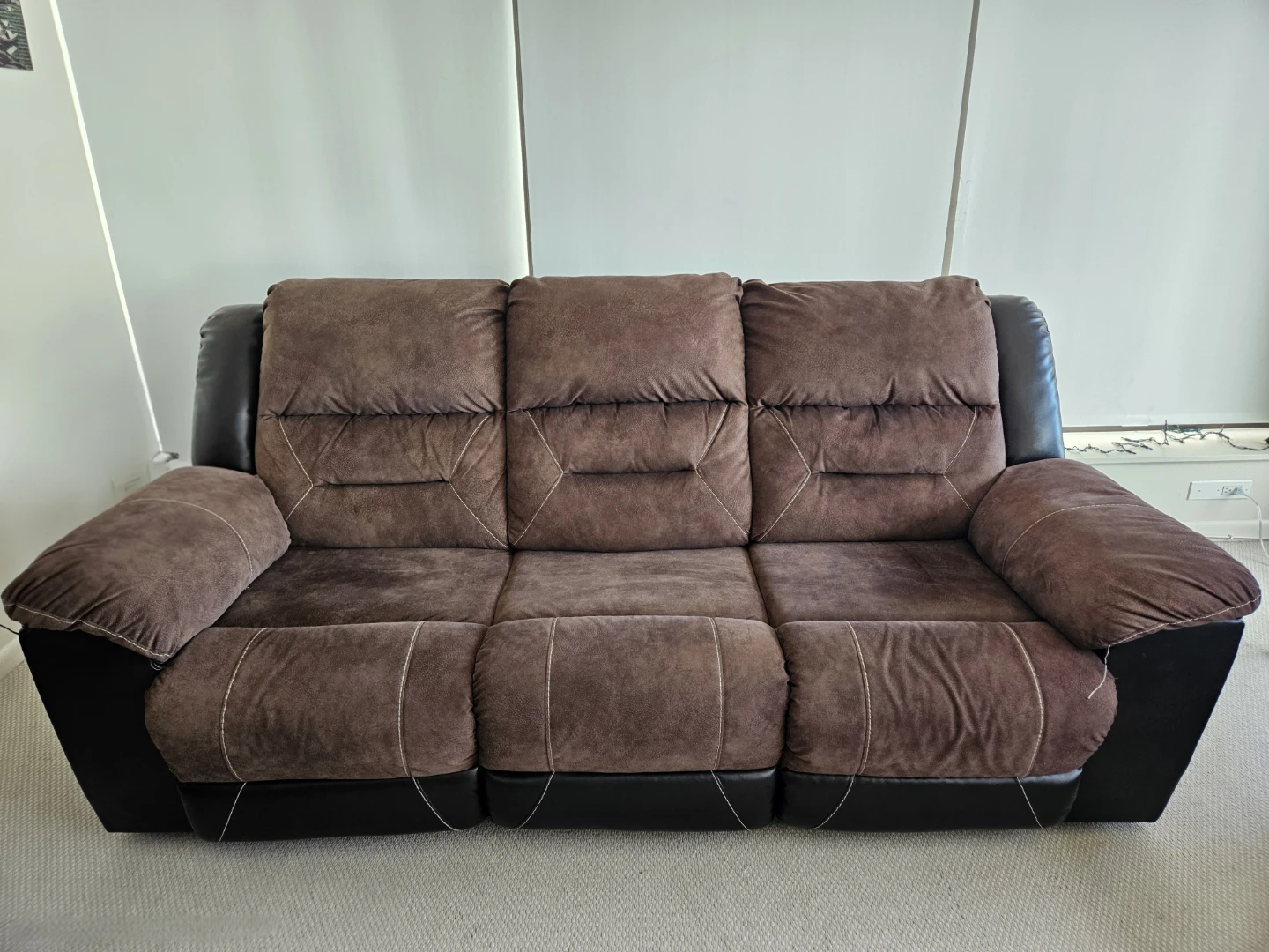 Suede Brown Sofa - 3 Seater