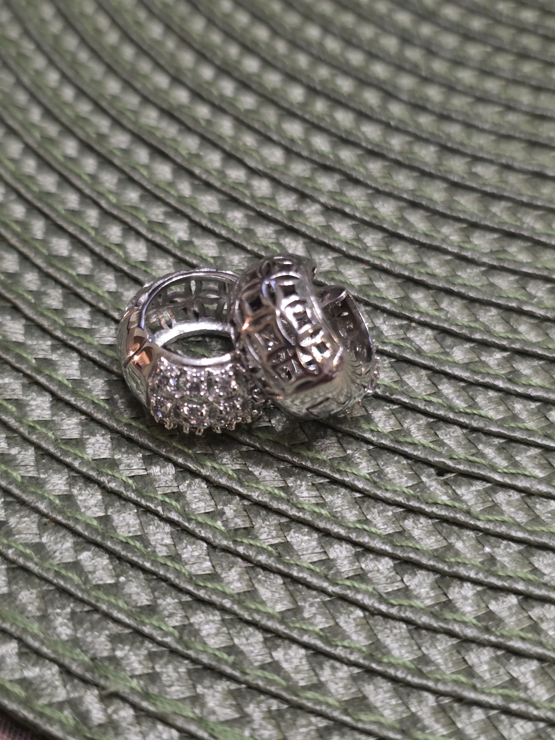 Sparkly Silver Hoop Earrings with Rhinestones Stamped 925 - photo 2