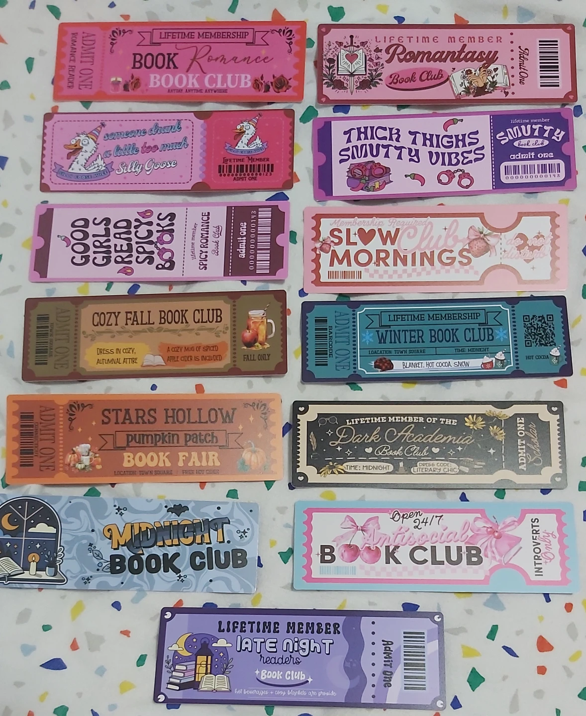 Book Club Tickets Bookmarks set