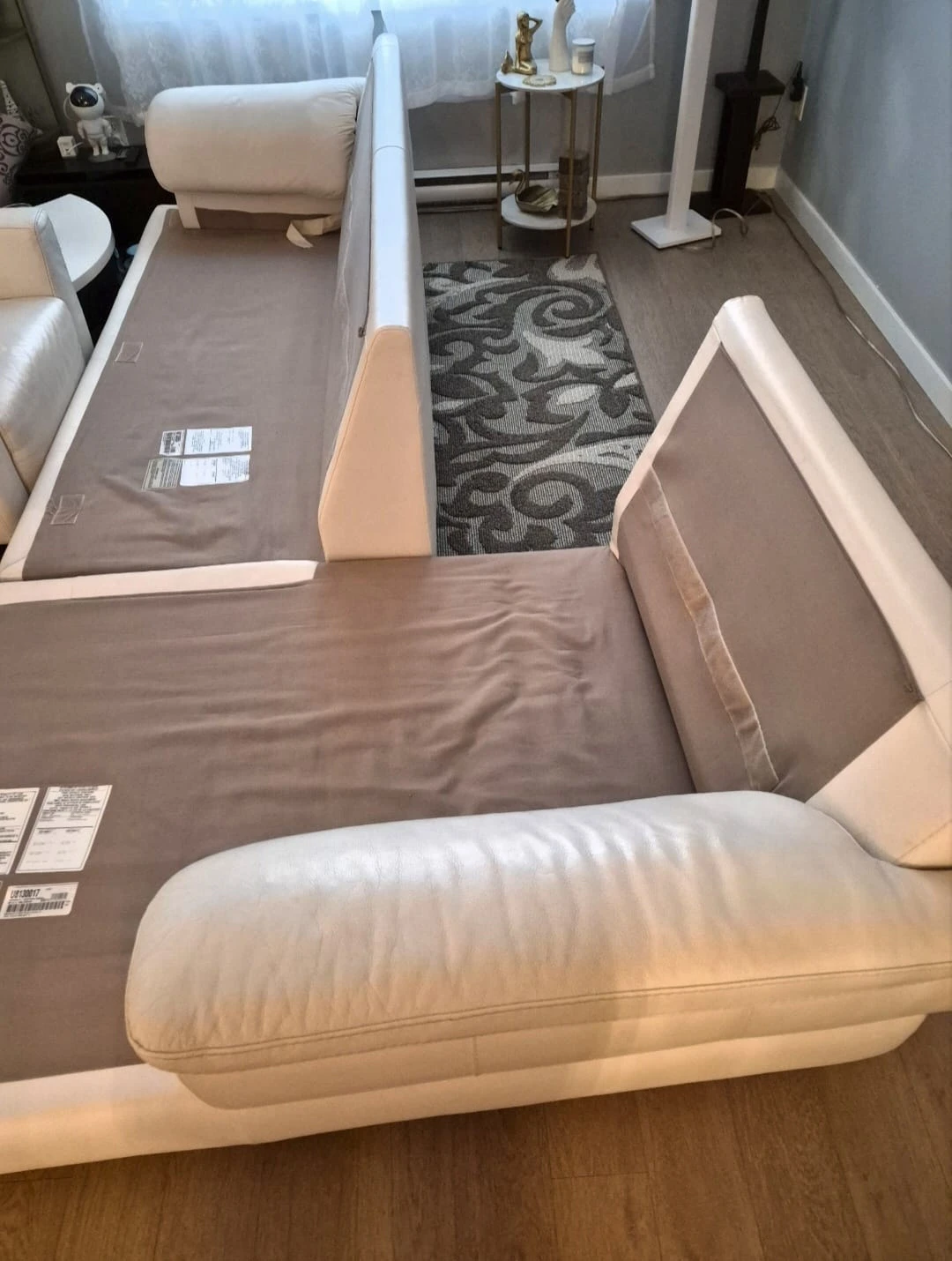 White Leather Sectional Sofa - photo 2