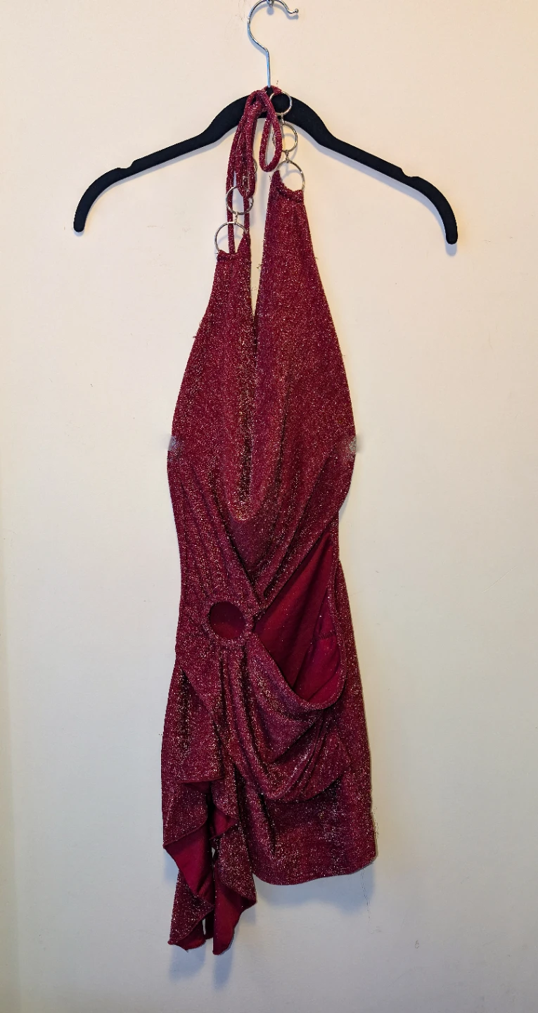 Fashion Nova Lola Metallic Mini Dress - Wine