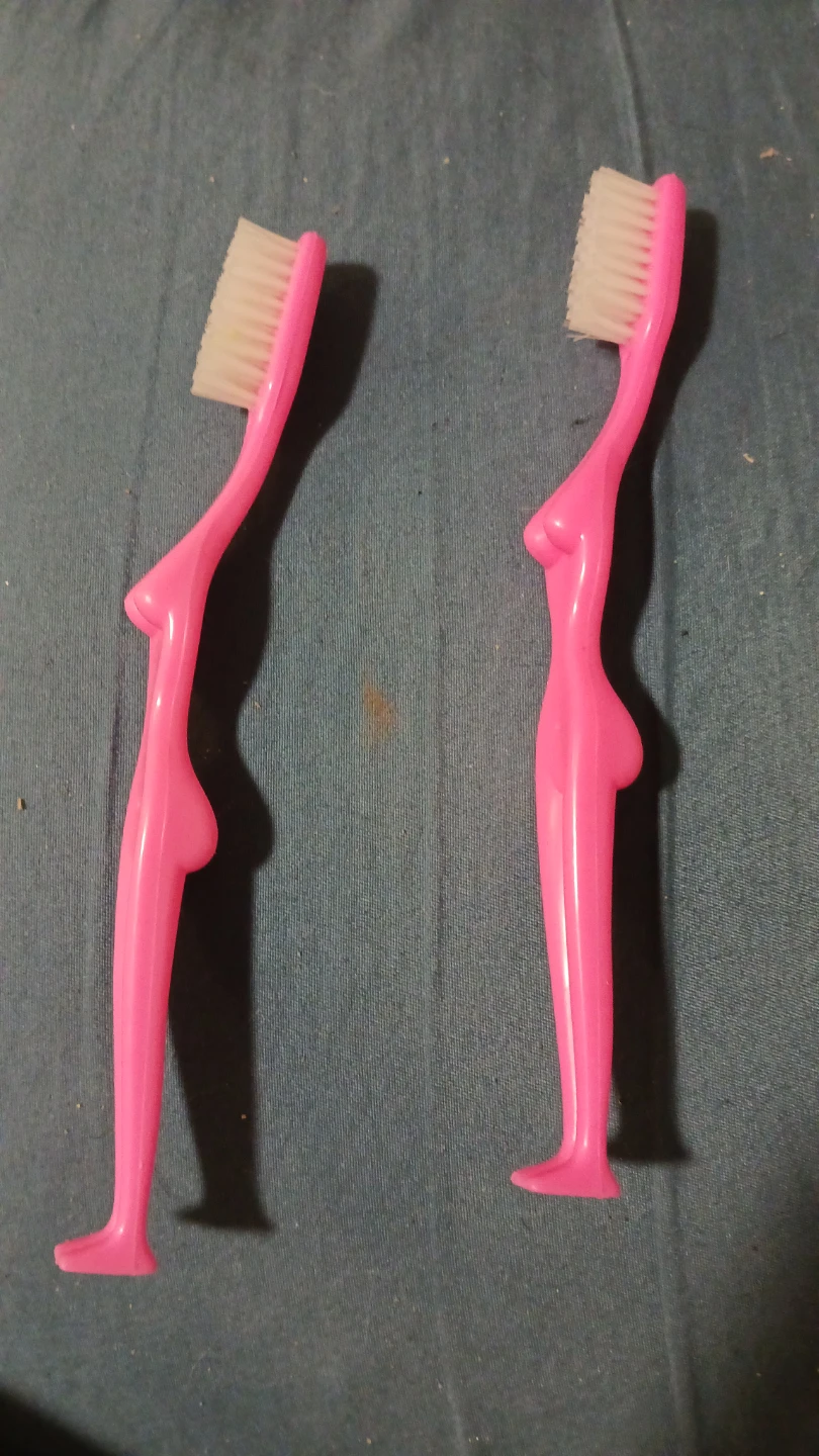 2 Pink Novelty Toothbrushes - Body Shaped - photo 2
