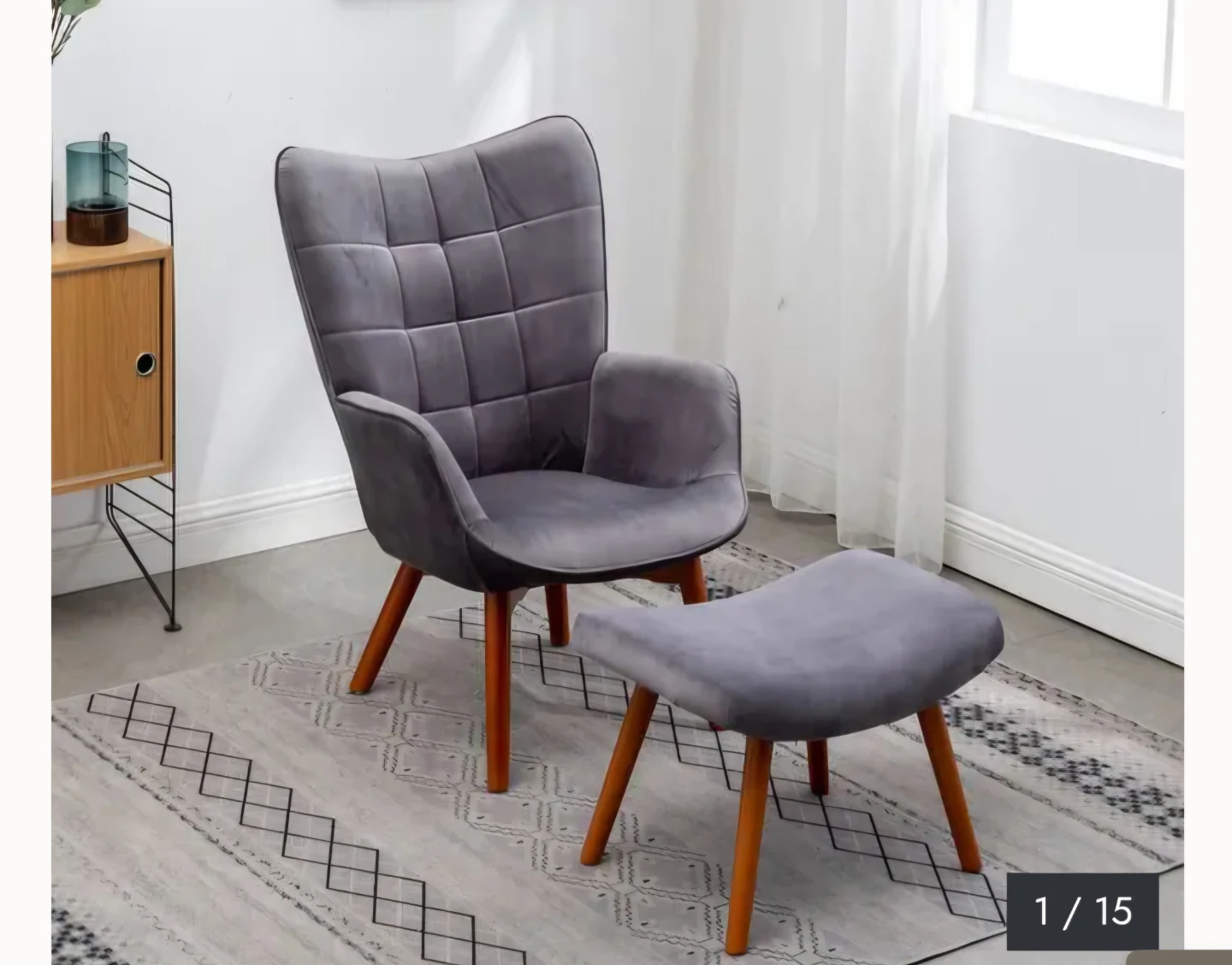 Grey wing chair with Ottoman BNIB