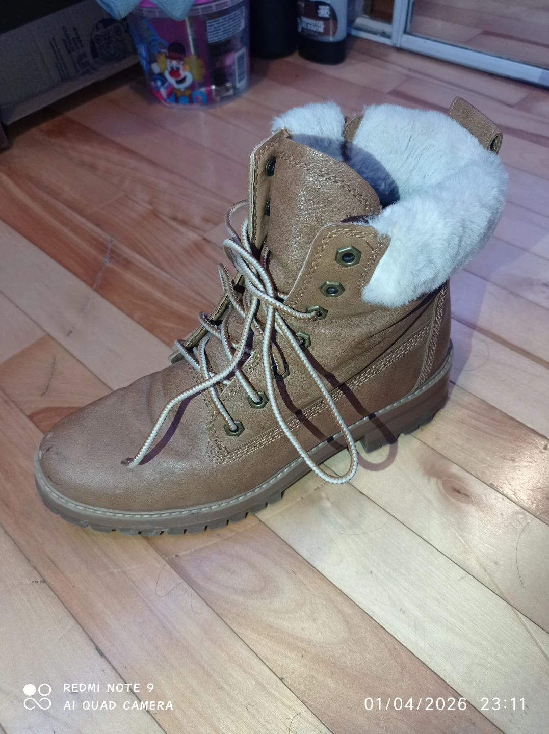 Tan Madden Girl Brand Leather Winter Boots with Fur Trim