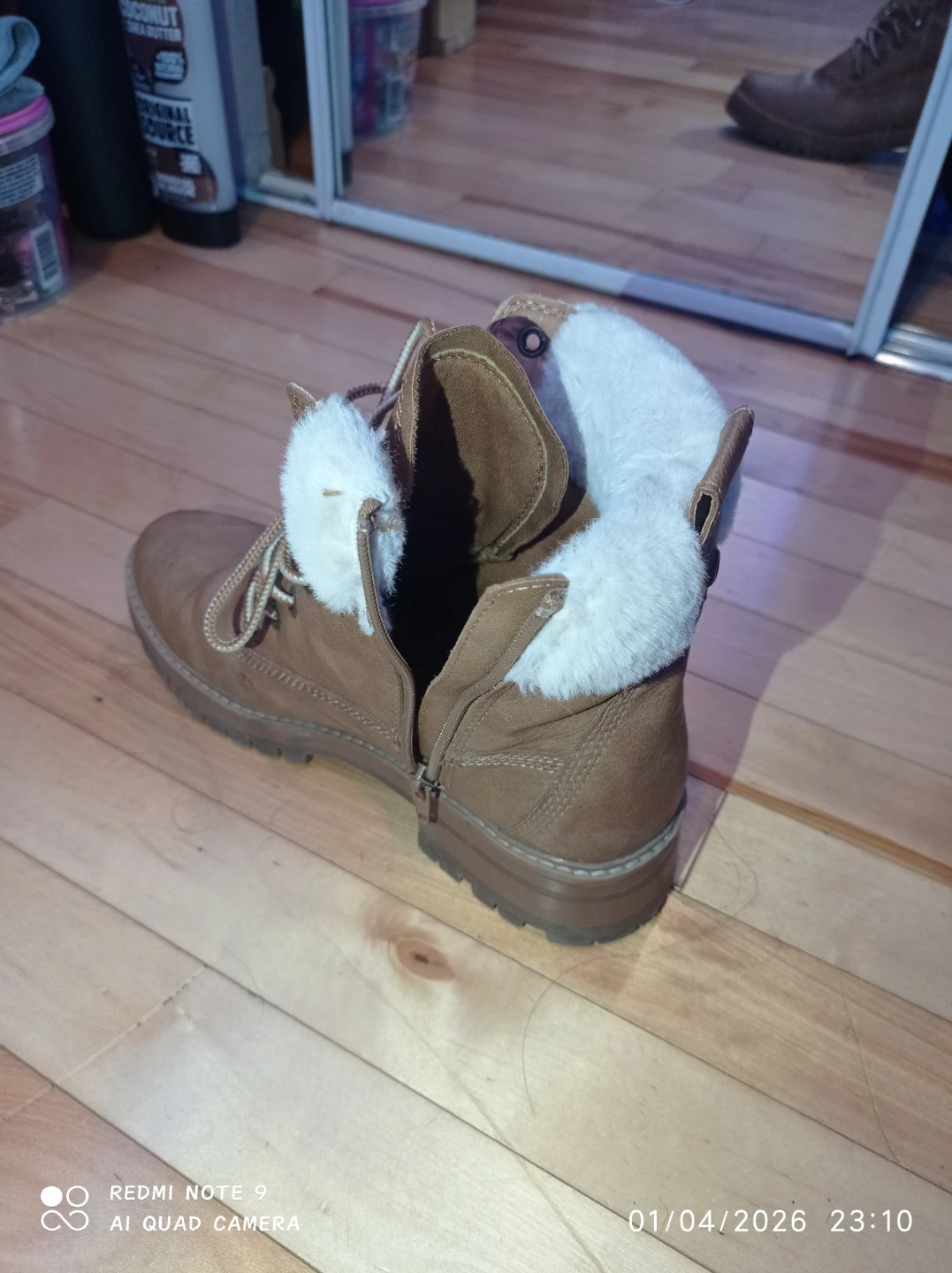Tan Madden Girl Brand Leather Winter Boots with Fur Trim - photo 2