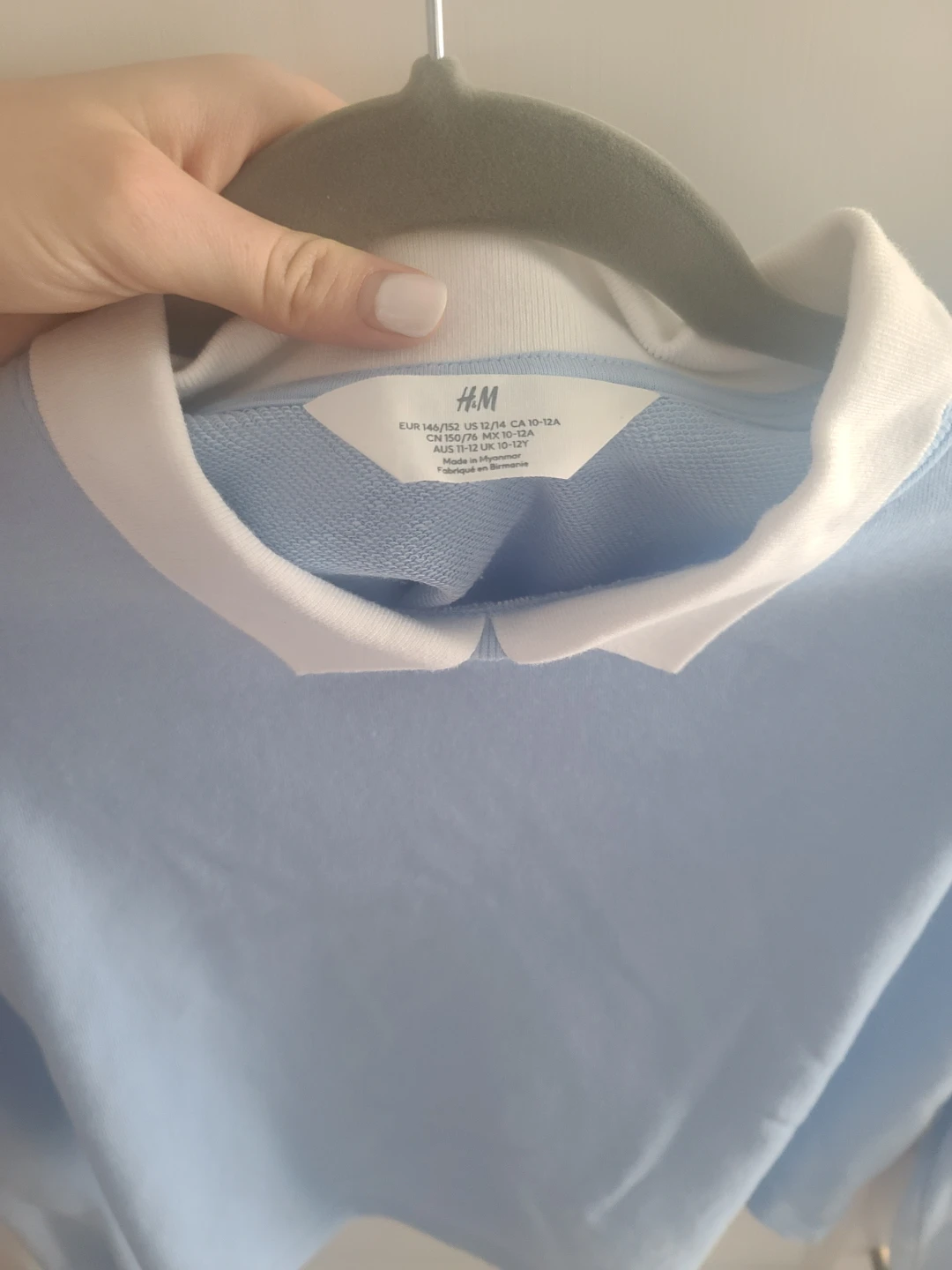 H&M Baby Blue Cropped Sweater with Collar - photo 3