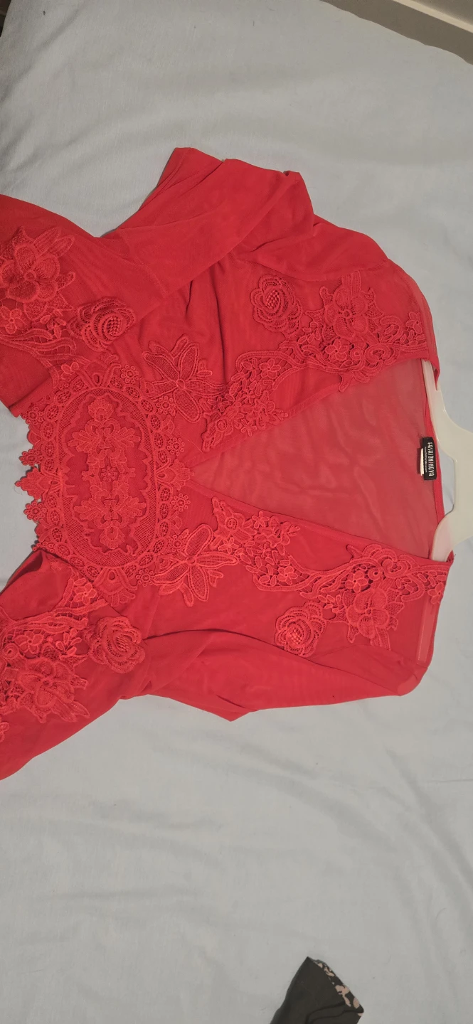 Fashion Nova Red Lace Top - photo 2