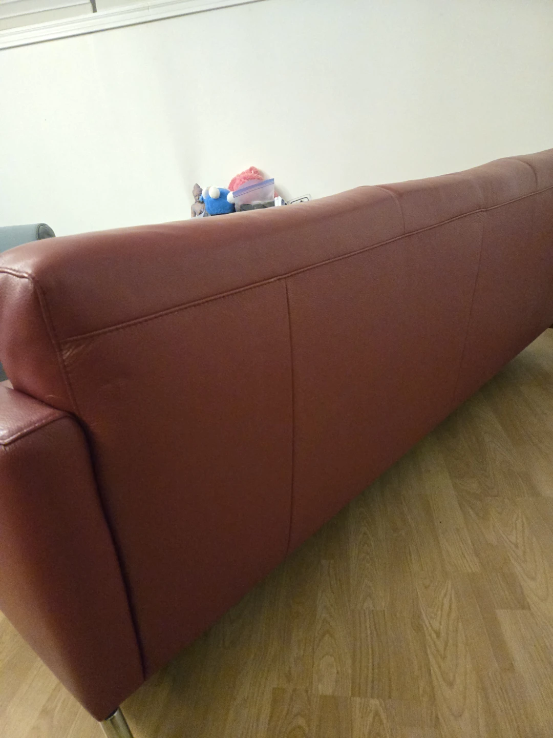 Red Leather Sofa - 3 Seater - photo 5