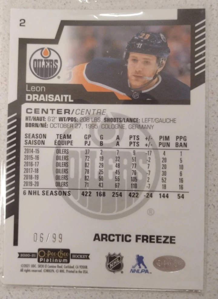 Leon Draisaitl O-Pee-Chee Platinum Hockey Card 🥕 - photo 2