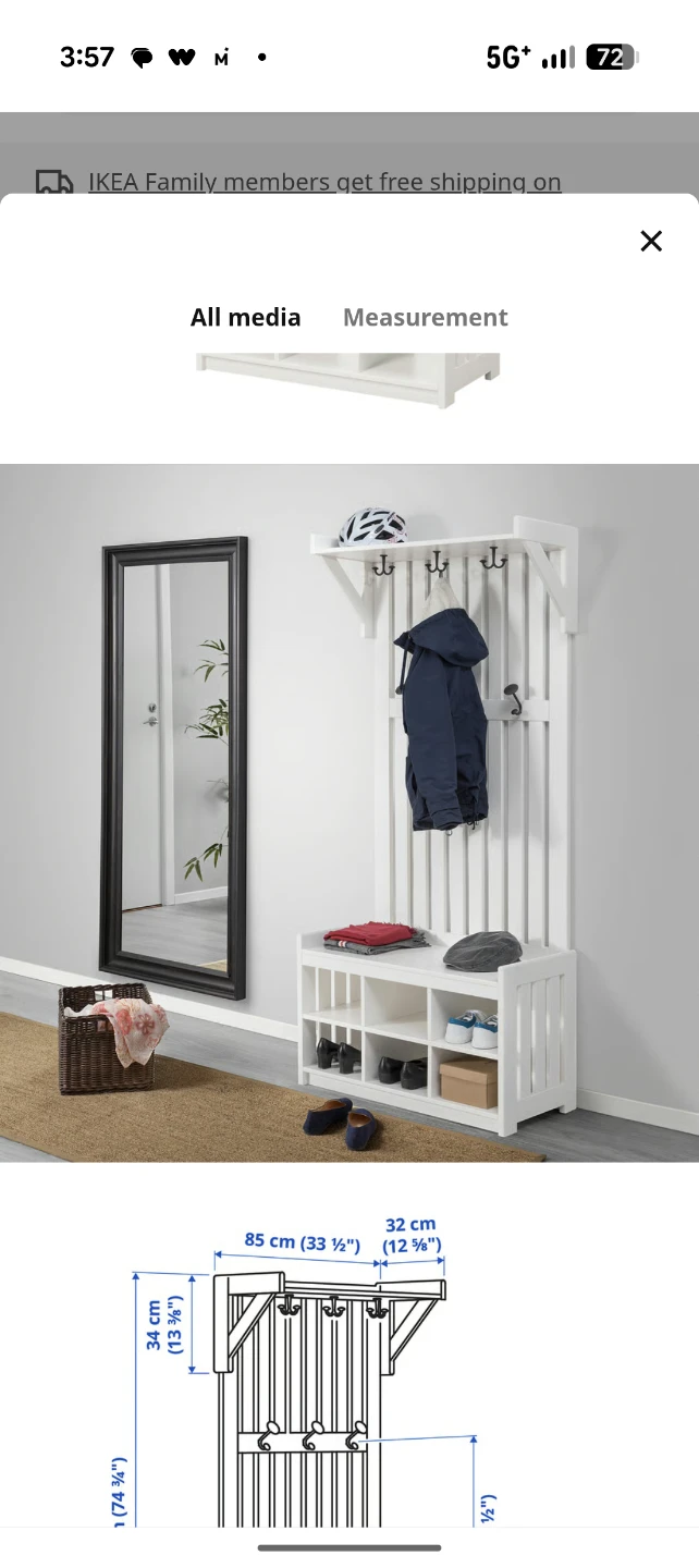 IKEA PANGET Coat Rack with Shoe Storage Bench