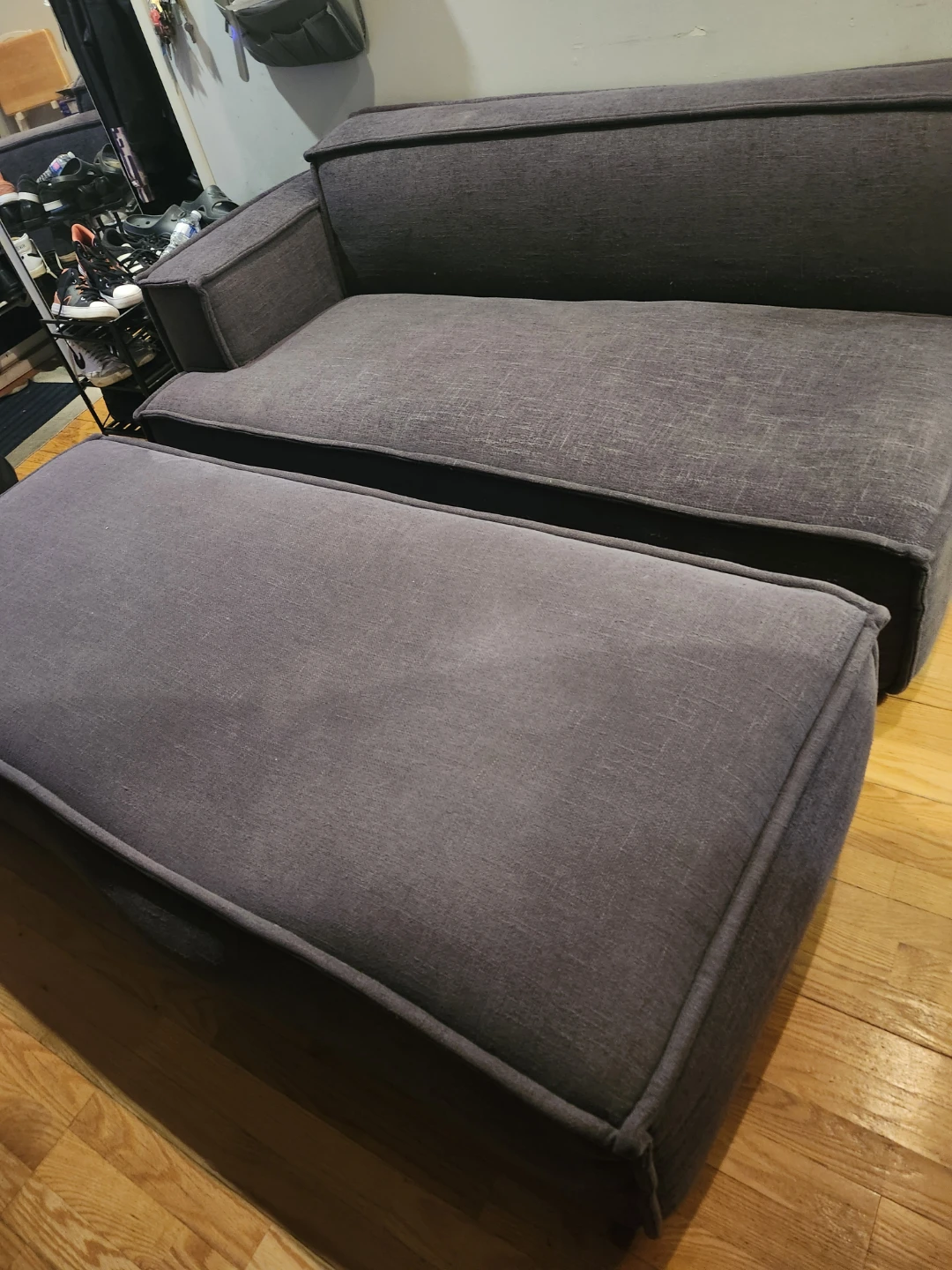 Grey Sofa with Ottoman