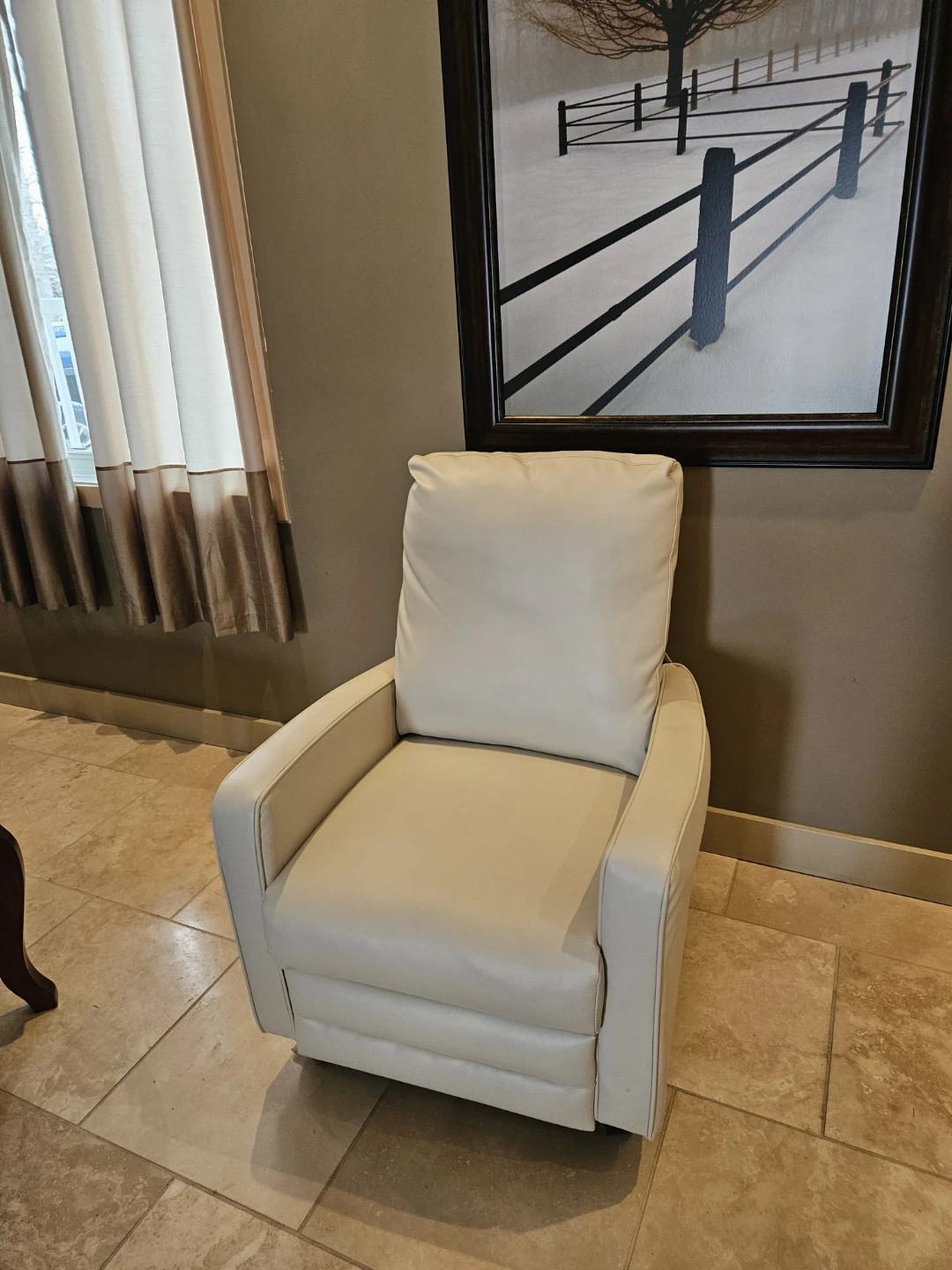 Cream Leather Recliner Chair