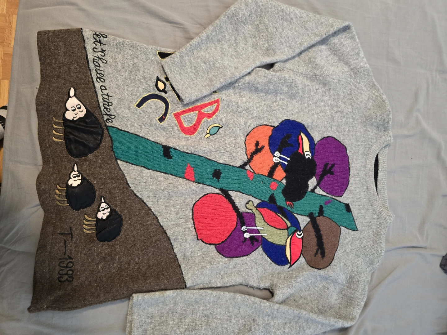 Just Out Grey Multicolor Sweater- Vintage size S- M - photo 4