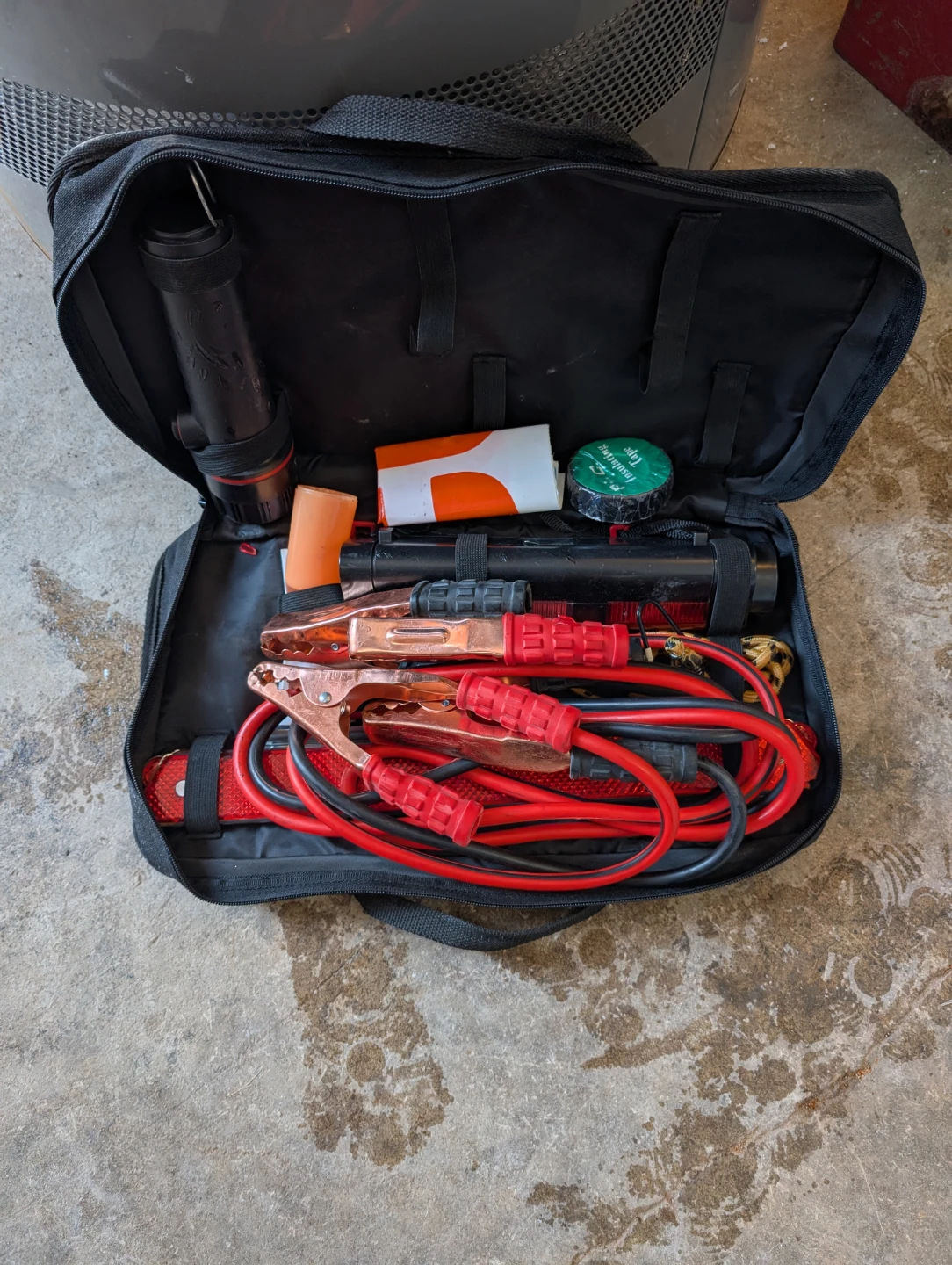 Car Emergency Kit with Jumper Cables and Flashlight