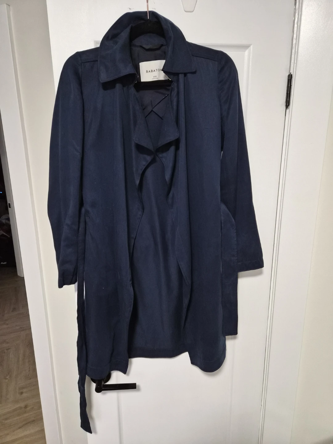 Babaton Maximo XXS Navy Blue Trench Coat