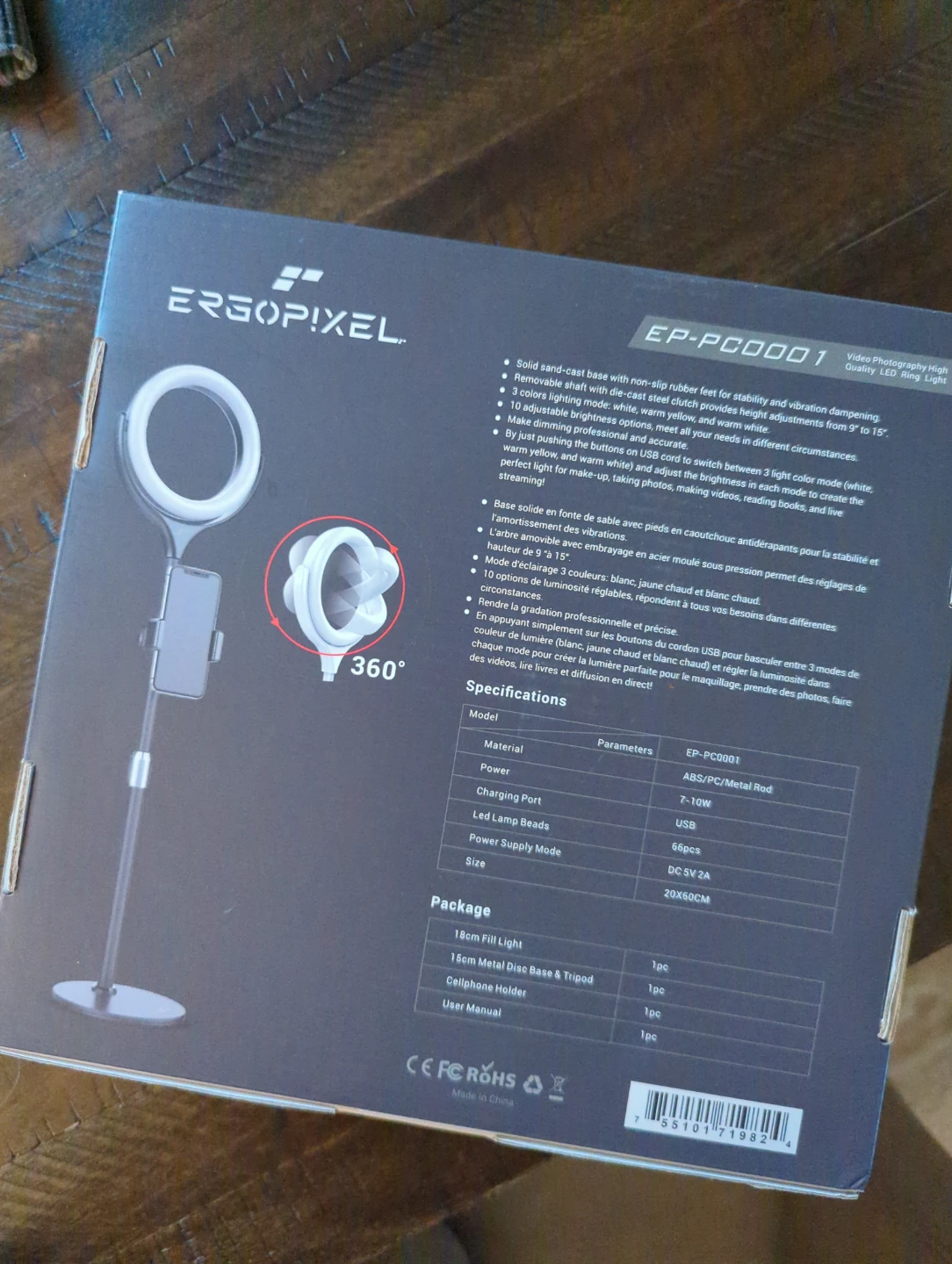 Ergopixel LED Ring Light Desktop Stand - New in Box! - photo 3