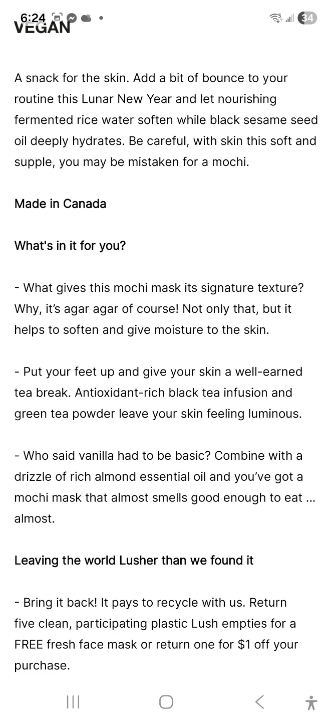 Lush Black Tea Mochi Face Mask - Limited Edition - photo 2
