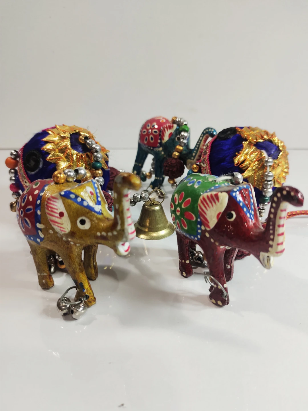 Hand-painted Elephant Hanging Decor with Bell