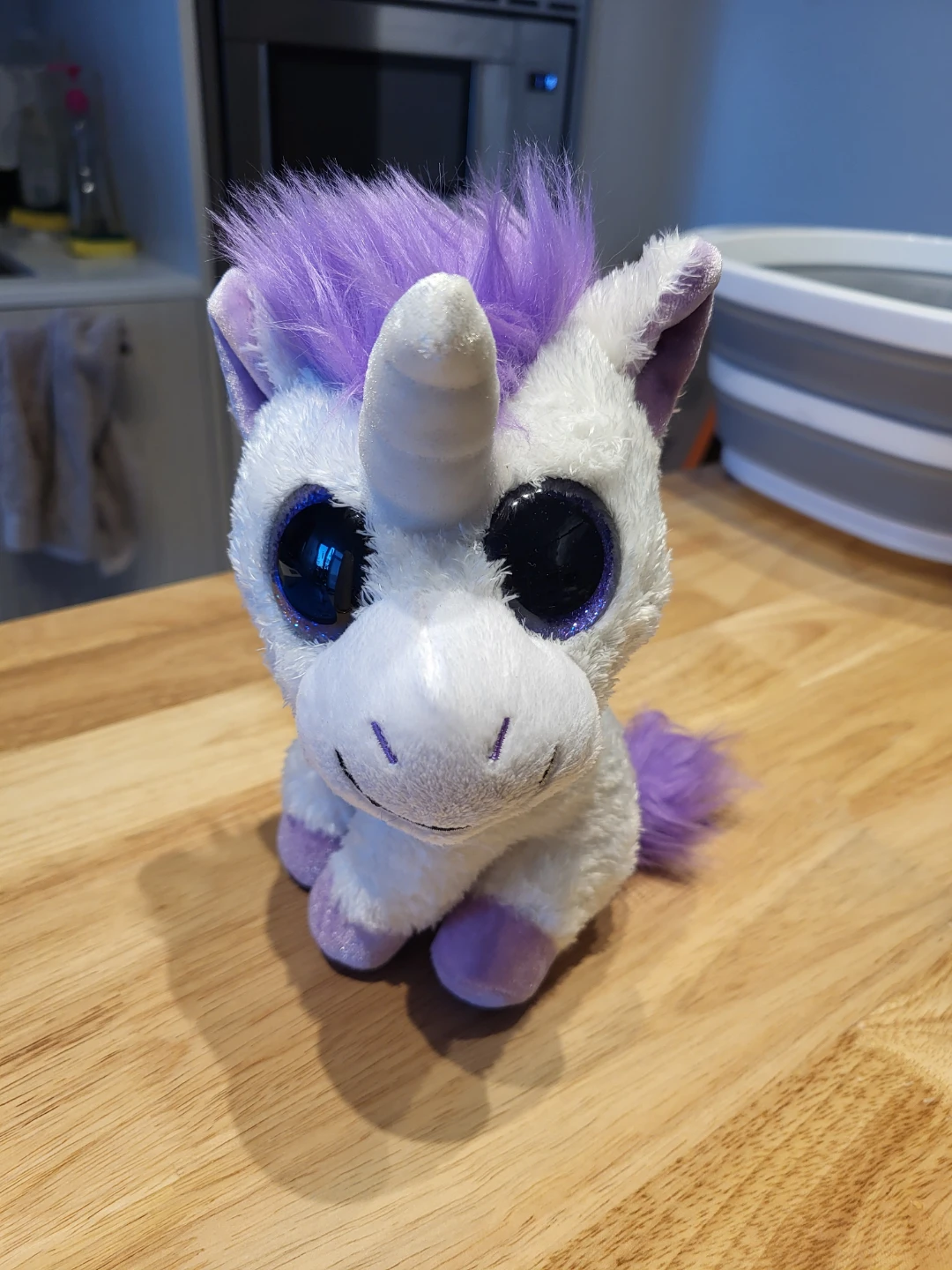 White Unicorn Plush Toy with Purple Mane