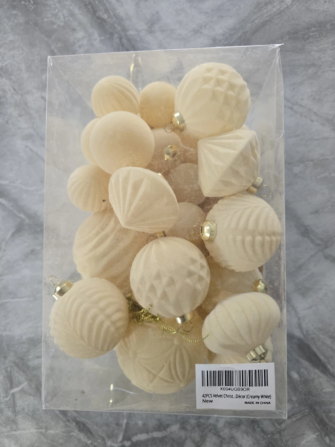 New 35pcs Velvet Christmas Decor - Creamy White - photo 4