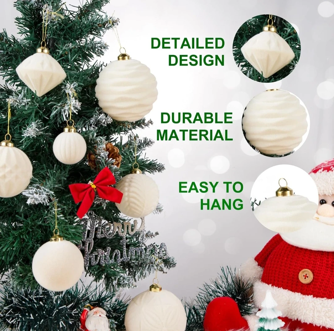 New 35pcs Velvet Christmas Decor - Creamy White - photo 5