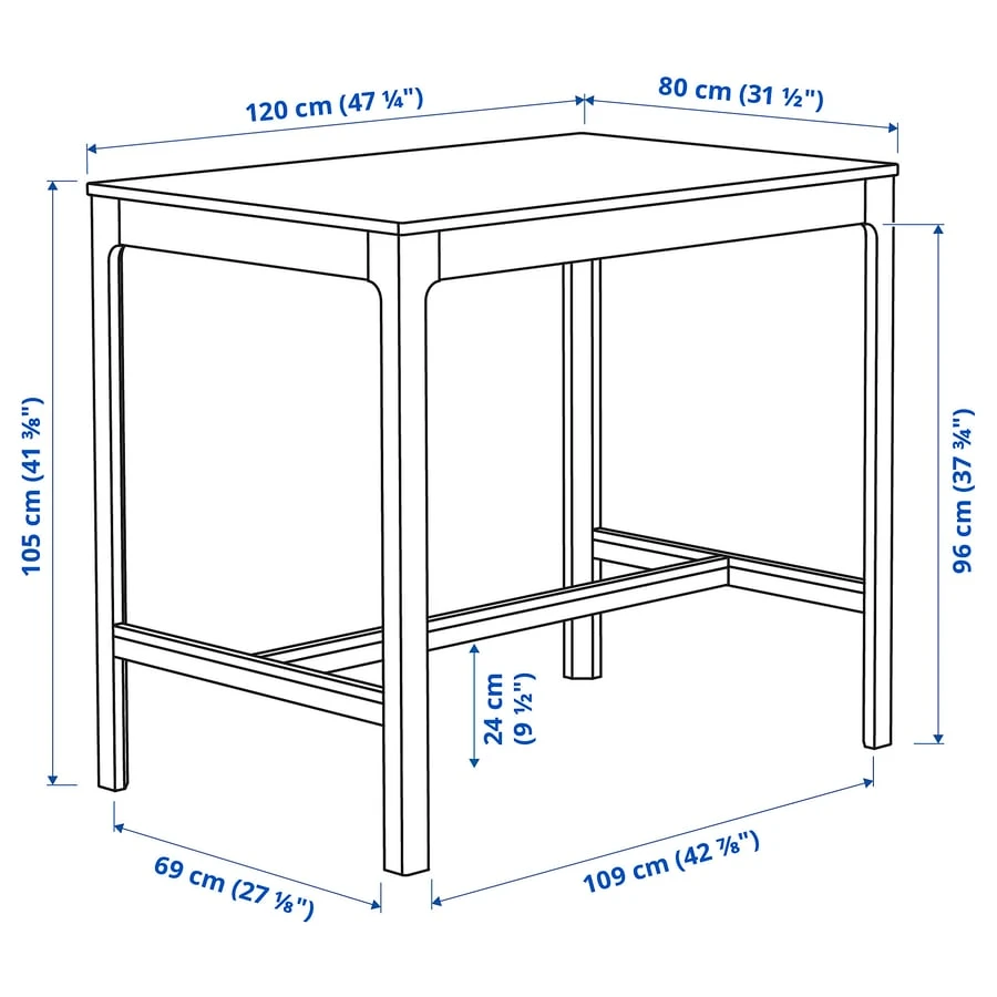 IKEA Bar Table, White, 47 1/4x31 1/2"
