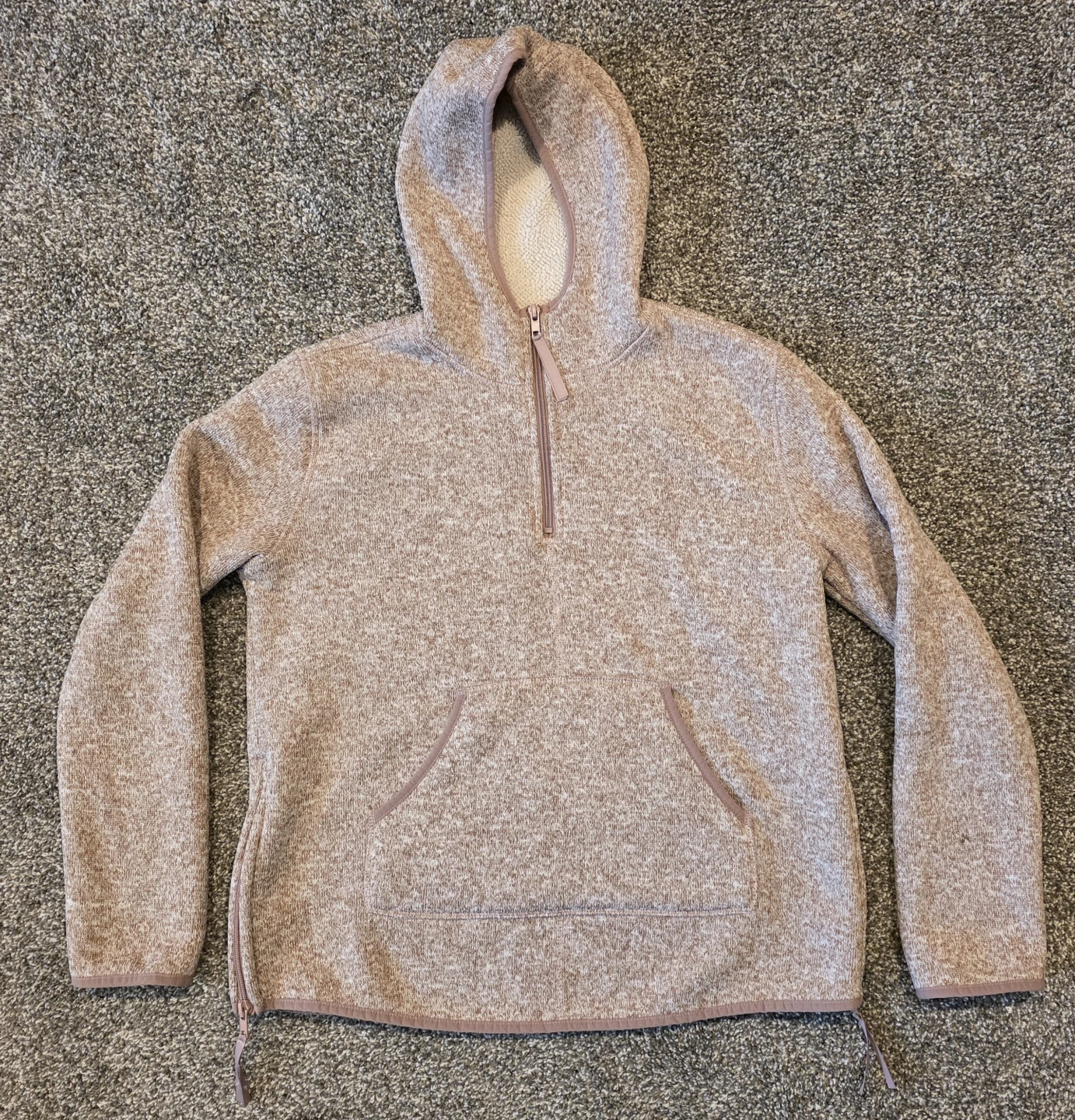 Thread & Supply Pink Marled Fleece Half-Zip Hoodie