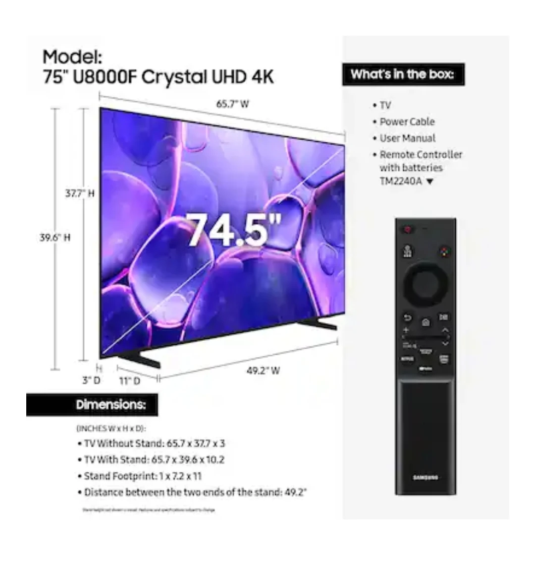 Samsung 75" U8000F Crystal UHD 4K TV - photo 4