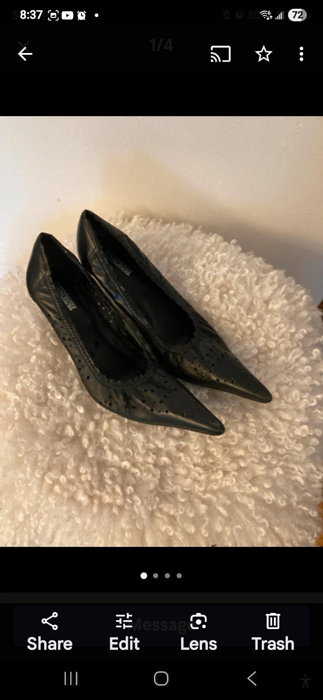 Black Leather Pointed Toe Heels