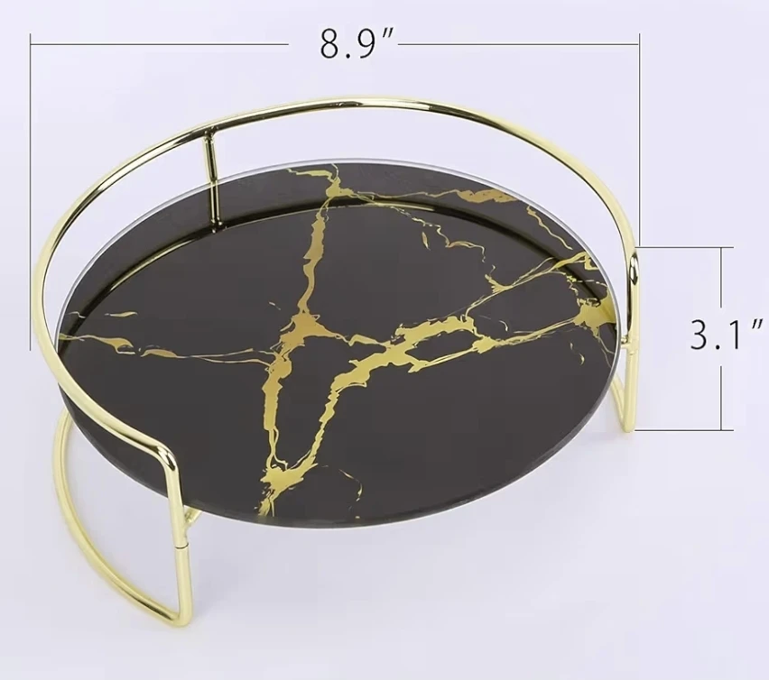 🥕Decorative tempered glass vanity tray with Gold Stand - photo 4