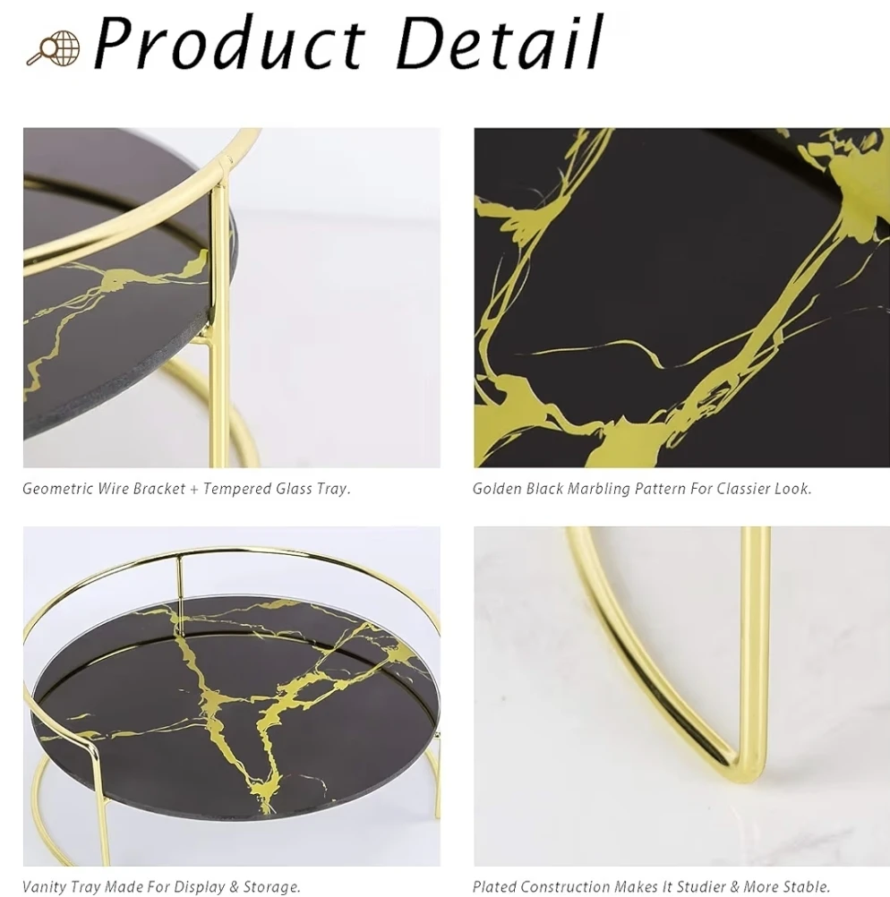 🥕Decorative tempered glass vanity tray with Gold Stand - photo 5
