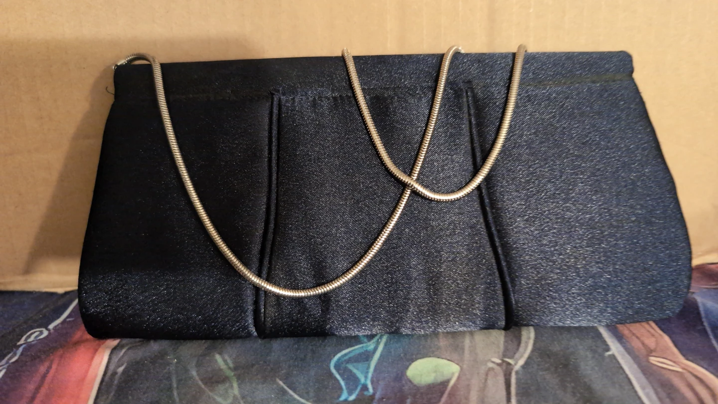 Navy Blue Clutch with Chain Strap - photo 3