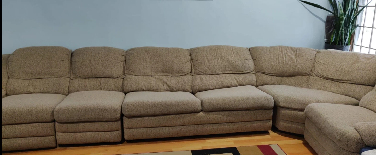 Sectional Sofa - Beige Patterned Fabric - photo 4