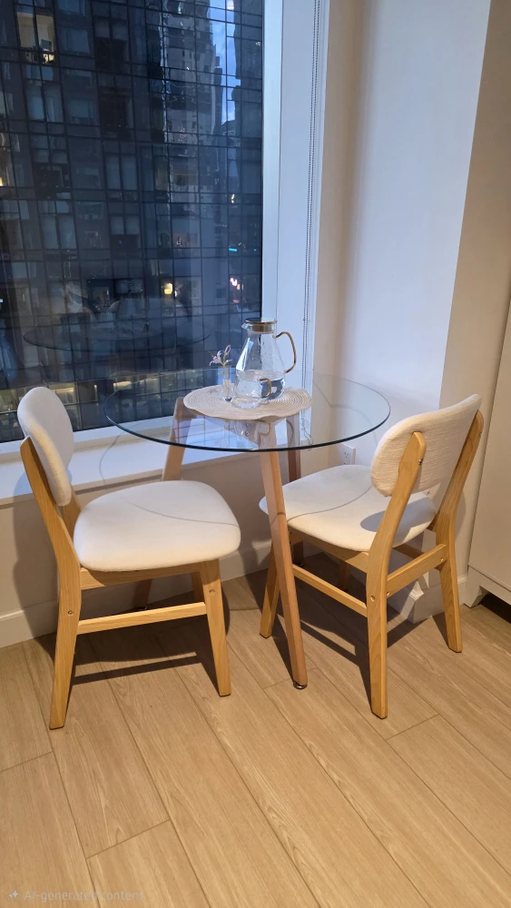 Round Glass Dining Table with 2 Chairs