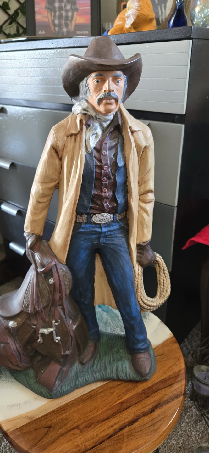 Cowboy Figurine with Saddle and Lasso