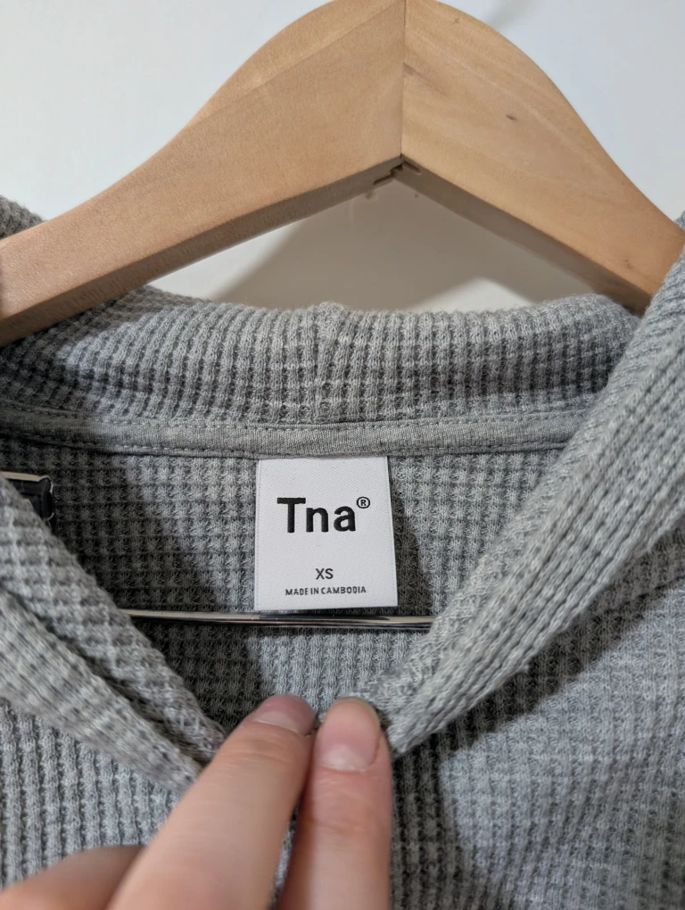Tna Grey Waffle Knit Cropped Hoodie - photo 2