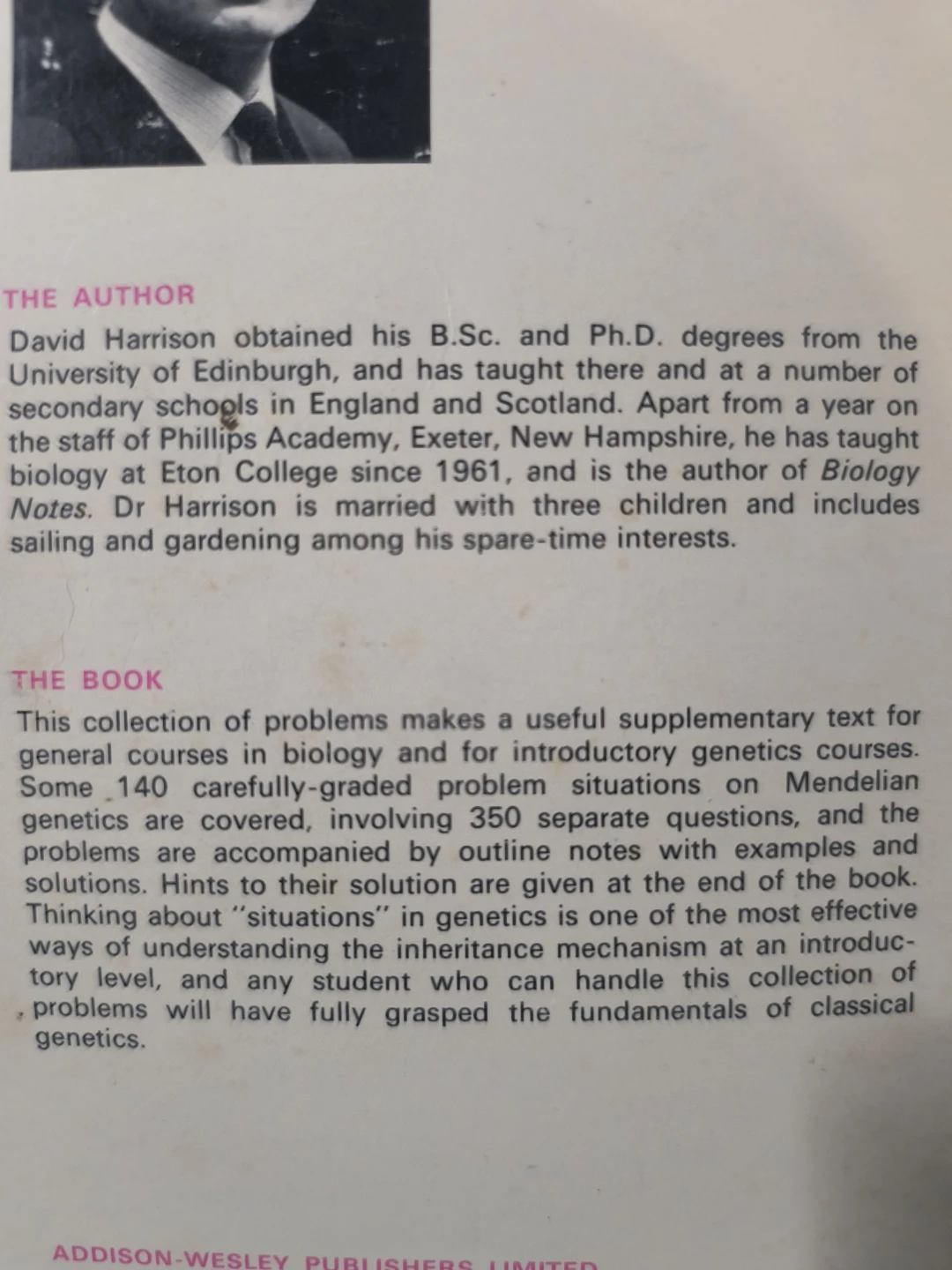 Problems in Genetics by David Harrison, 1970 - photo 2