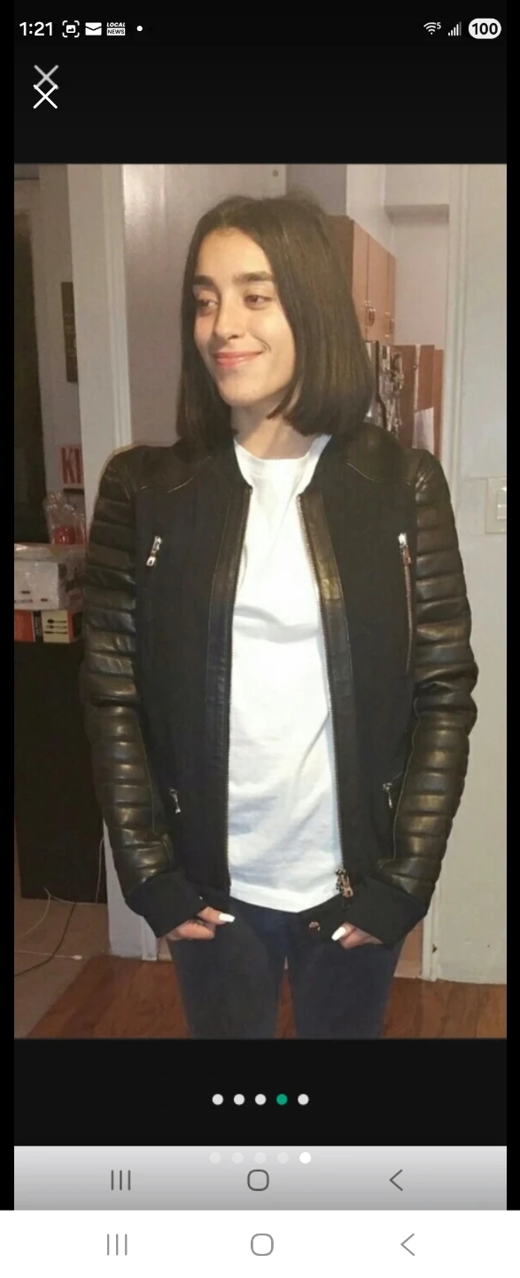 Balmain Black Leather Sleeve Jacket Size S