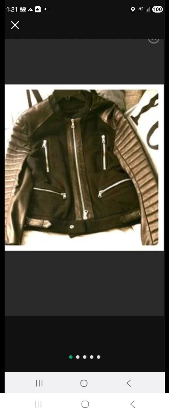 Balmain Black Leather Sleeve Jacket Size S - photo 2
