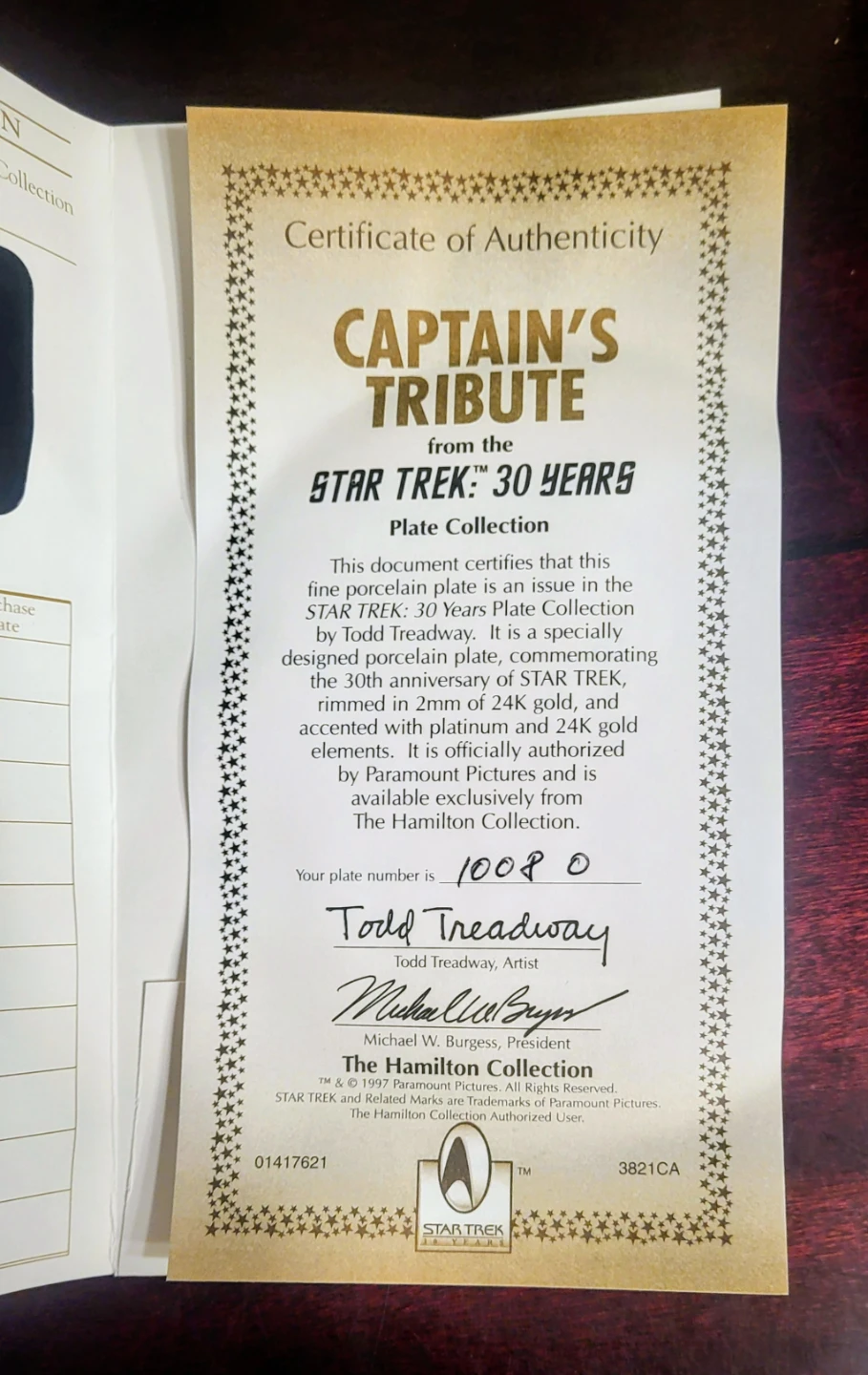 🥕Star Trek 30 Years 'Captain's Tribute' Plate - photo 3