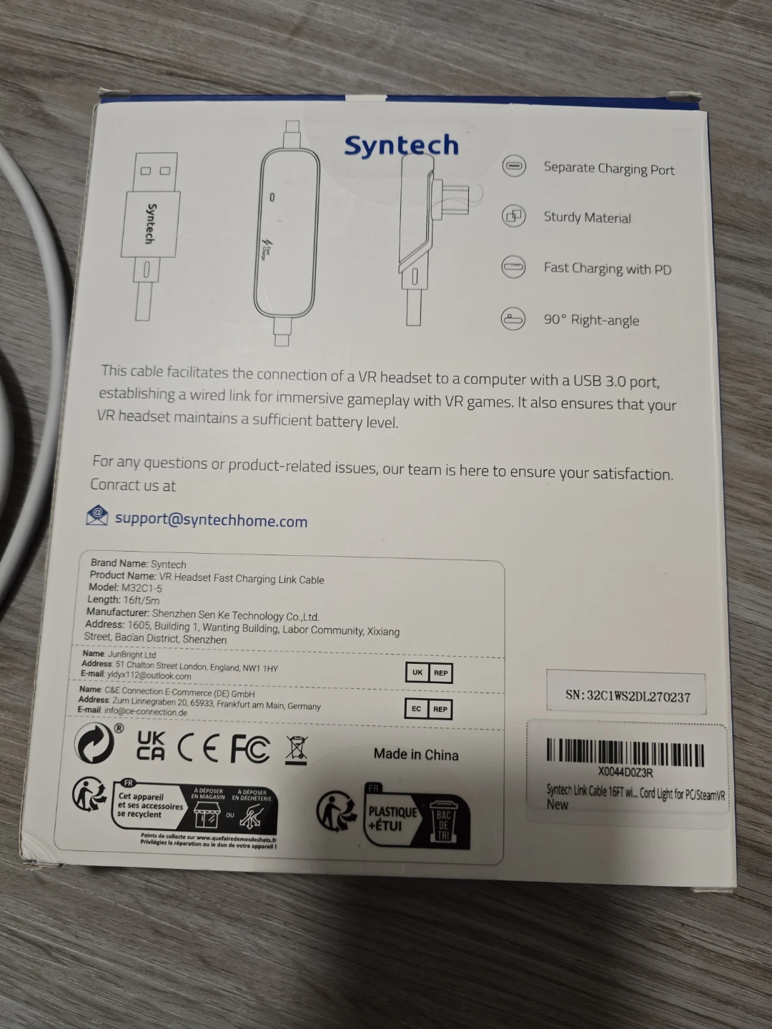 Like New Syntech VR Headset Fast Charging Link Cable 16ft/5m - photo 3