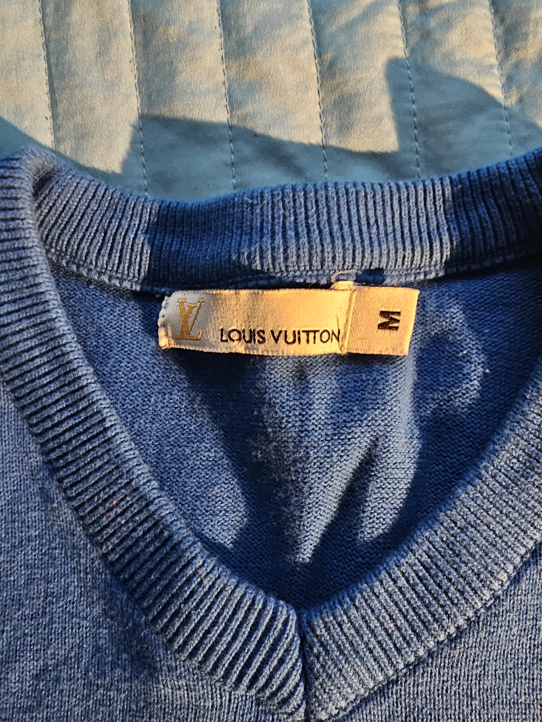 Louis Vuitton Blue V-Neck Sweater - Size M