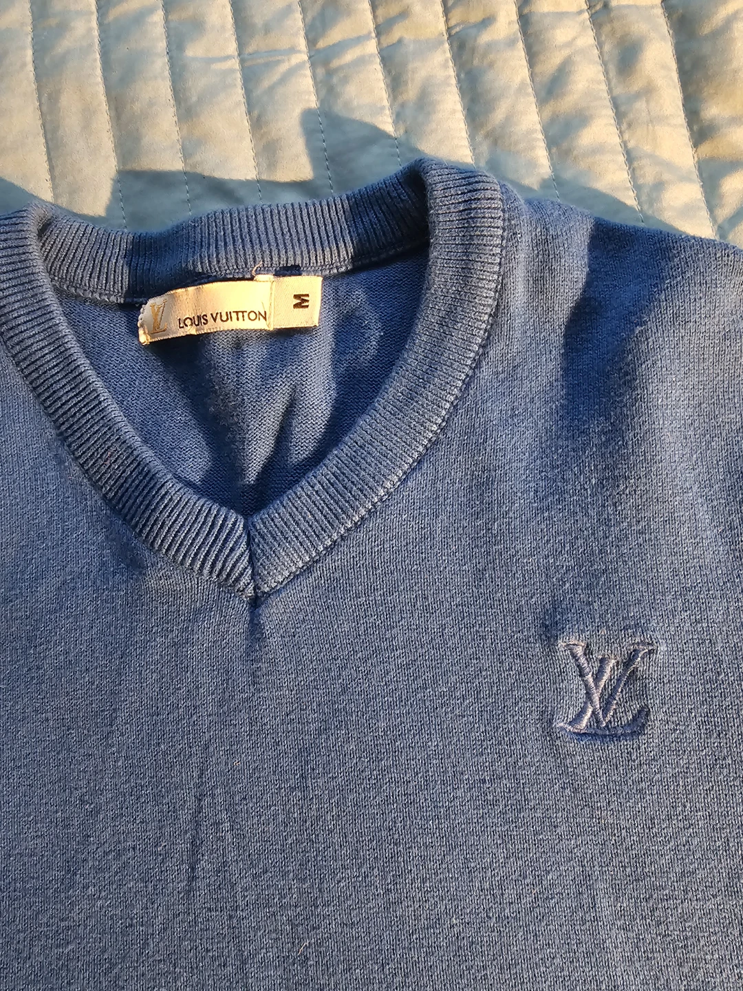 Louis Vuitton Blue V-Neck Sweater - Size M - photo 3