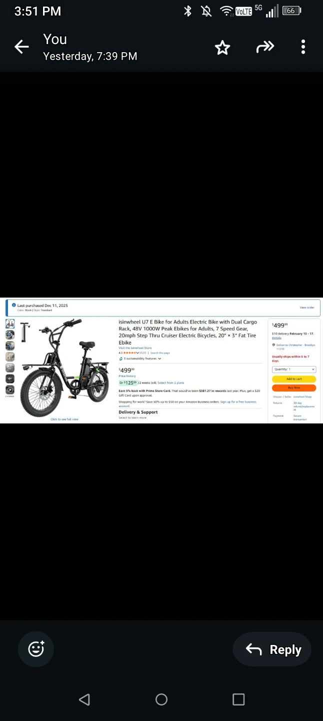 Isin wheel U7 Electric Bike for Adults ( Brand New )