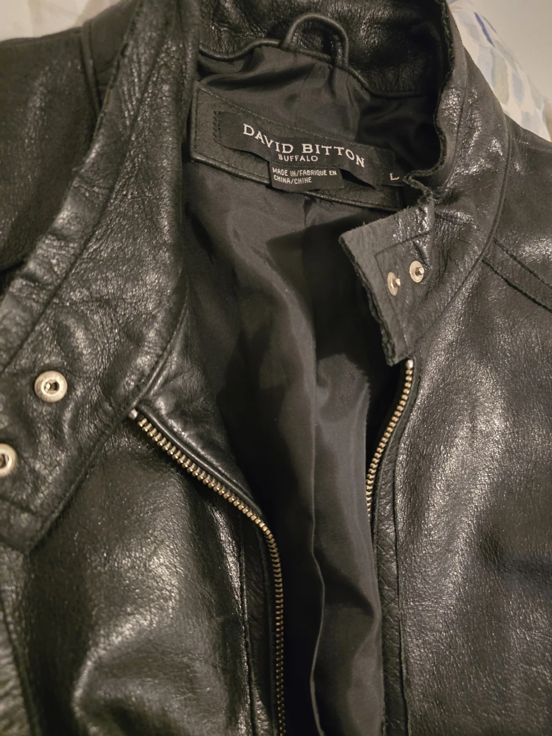 David Bitton Black 100% Leather Moto  Sleek Buffalo Jacket - photo 5