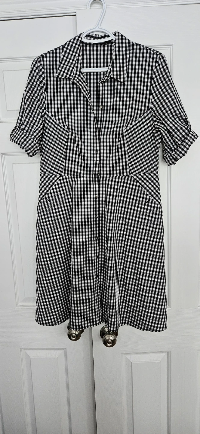 Reitmans Black and White Gingham Dress - Size 12